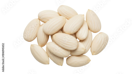 Bild auf Leinwand Pile of blanched almonds isolated PNG, peeled nuts on transparent background for