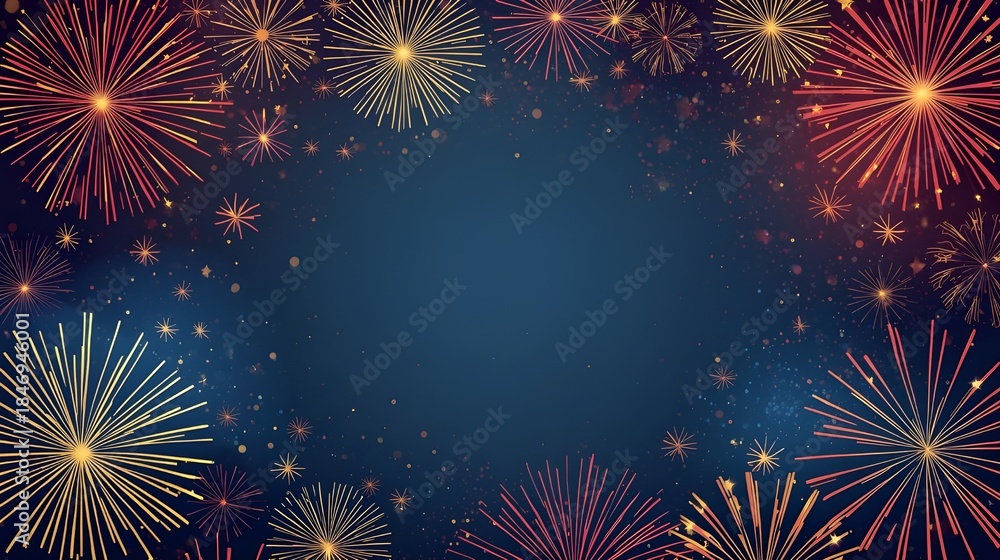Naklejka premium New year background with copy space and fireworks