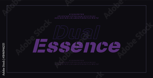 Futuristic font alphabet, hi-tech technology style letters A, B, C, D, E, F, G, H, I, J, K, L, M, N, O, P, Q, R, S, T, U, V, W, X, Y, Z and numerals 0, 1, 2, 3, 4, 5, 6, 7, 8, 9, vector illustration