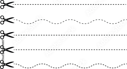 Cutting dashed lines with scissors for editing and design