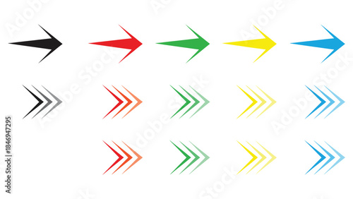Vibrant arrow icons in various colors for navigation and design