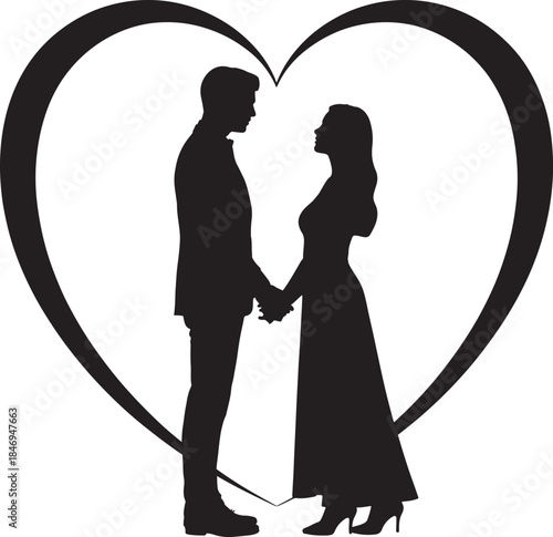 silhouette of bride and groom