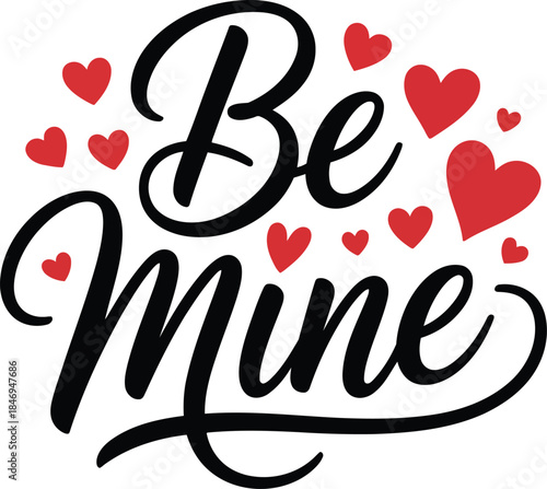 Be Mine Valentine's Day message with red hearts