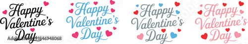 Happy Valentine's Day Greeting Cards with Colorful Hearts