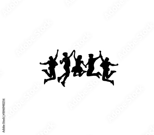 jumping people silhouettes