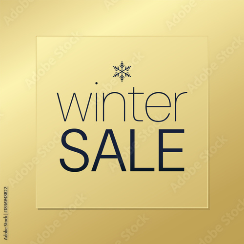 Winter Sale golden background. Vector gold gradient with snowflakes, illustration for business, shopping, advertising, web design, marketing, retail, shop, discount
