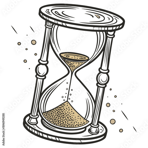 Hourglass filled with golden sand time clock timer