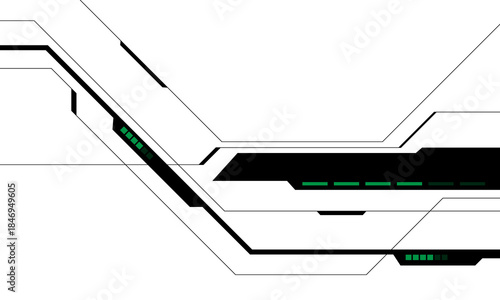 Abstract technology technology futuristic black cyber line green power on white design modern background vector illustration.