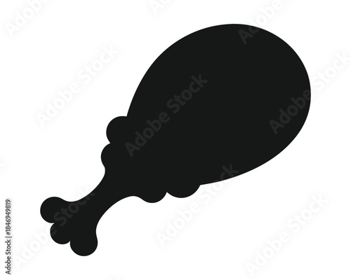 Silhouette of a turkey drumstick isolated on a white background