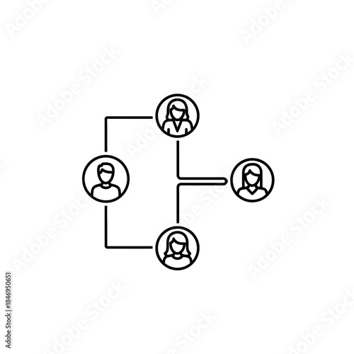 Team network connection organization chart diagram.