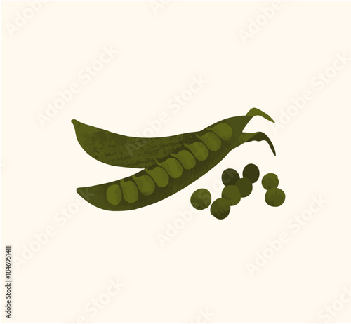 Hand Drawn Green Peas Illustration – Fresh Vegetable in Minimal Style