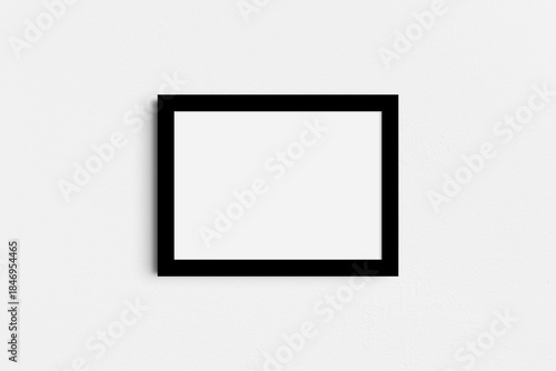 Horizontal frame mockup 7:5, 70x50, A4, A3, A2, A1 landscape. Single black frame mockup. Clean, modern, minimalist, bright.