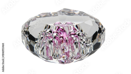 Photos Elegant clear crystal paperweight with pink interior isolated PNG, decorative ob