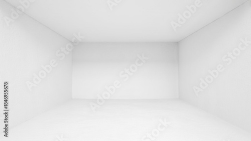 Empty white room interior with walls and floor