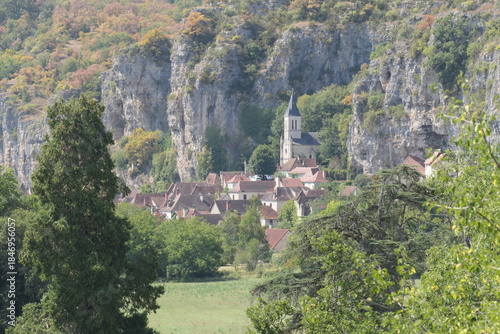 A picturesque view through the village of Gluges in the Dordogne region of France.