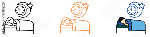 Promoting healthy sleep habits with an icon of a person sleeping peacefully in bed