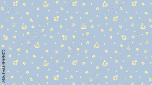 宇宙モチーフのシームレスパターンの１６：９背景　１