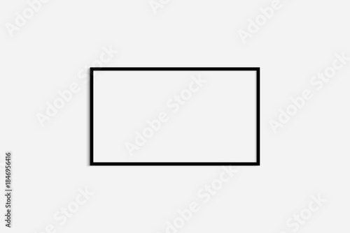 Horizontal frame mockup 16:9, 9:16 landscape. Single black frame mockup. Clean, modern, minimalist, bright.