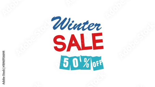 Vibrant winter sale banner with 50 percent discount offer