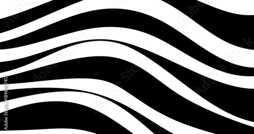 Abstract curve chaotic dynamic lines shapes Black and white stripes