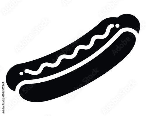 Black and white hot dog icon isolated on transparent background