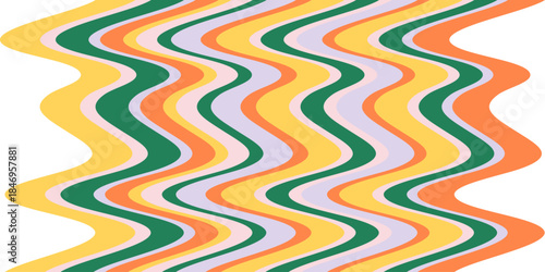 Stripe rainbow groovy zigzag wave background with retro vibe