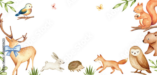 Woodland Animals Watercolor Nursery Decorative Frame
