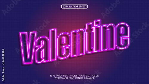 Valentine light neon style text effect editable