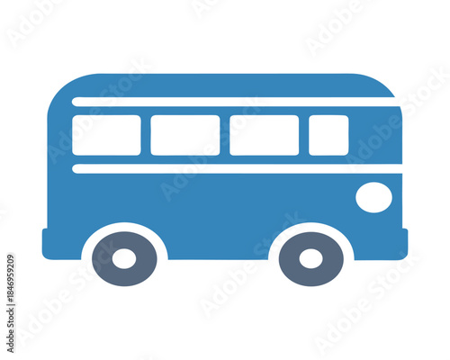 A simple blue vector icon of a bus, perfect for transportation and travel designs
