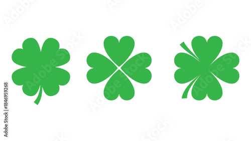 Three green shamrocks on white background for St. Patrick's Day