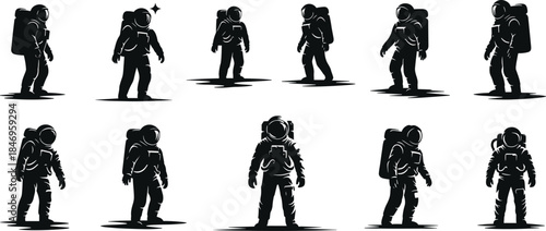 Astronaut silhouette, space suit icon, cosmic explorer, galaxy mission, astronaut vector, spacewalk pose, helmeted figure, black graphic, astronaut stance, astronaut clipart, space illustration