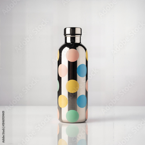 Wallpaper Mural "Colorful Polka Dot Insulated Water Bottle on Marble Surface with Soft Natural Light — Modern Reusable Stainless Steel Thermos" Torontodigital.ca