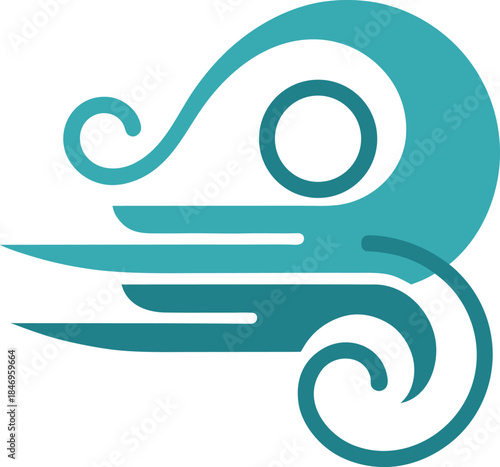 Fresh Air Wind Gust Vector Illustration on White Background