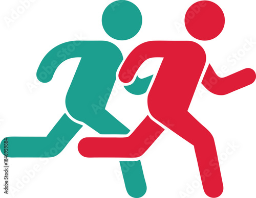 Two people running recreation icon vector illustration on white background
