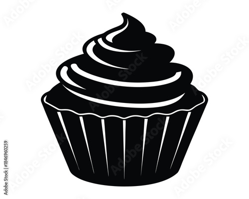 Delicious Chocolate Cupcake with Swirl Frosting on Transparent Background