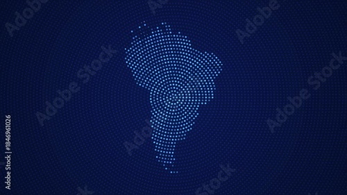 Digital South America Map with Dotted Flicker and Scale Reveal Animation