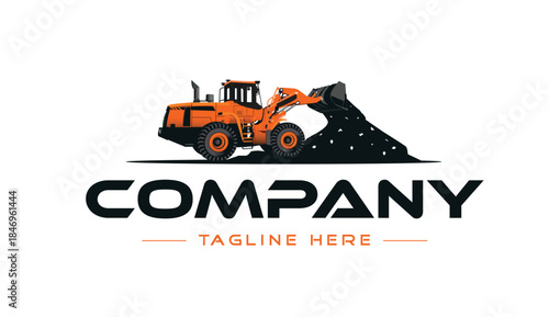 Heavy equipment payloader logo construction logo.