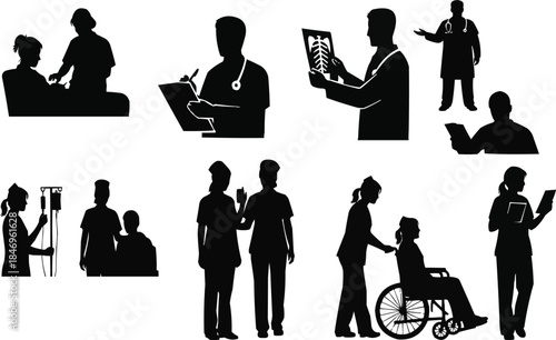 Diverse group of people in various professional and daily activities