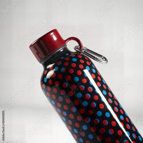Wallpaper Mural "Colorful Polka Dot Insulated Water Bottle on Marble Surface with Soft Natural Light — Modern Reusable Stainless Steel Thermos" Torontodigital.ca