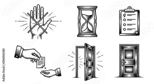 Collection of New Year's Resolutions themed icons design concept  