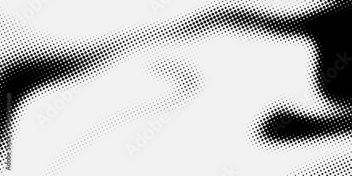 Grunge halftone gradient background. Faded grit noise texture. White and black sandy wallpaper. Retro pixelated backdrop. Anime or manga style comic overlay. Vector graphic design textured template