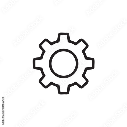 Gear icon vector line art isolated on white background symbol for settings or process
