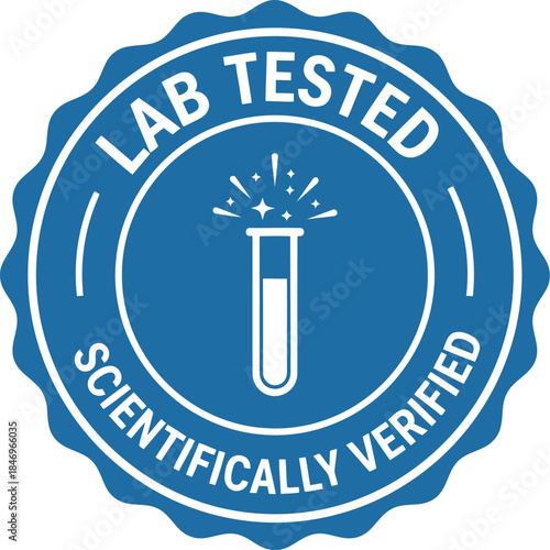 Lab Tested Scientifically Verified Blue Quality Assurance Badge