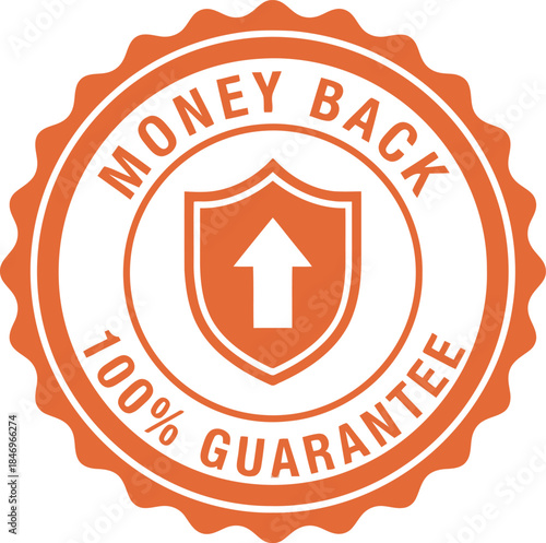 Orange Money Back Guarantee Badge Vector for Business Assurance