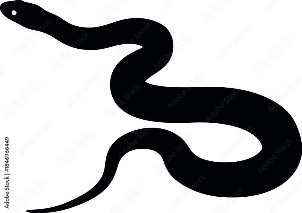 Naklejka premium Black Snake Silhouette Vector Isolated on White Background