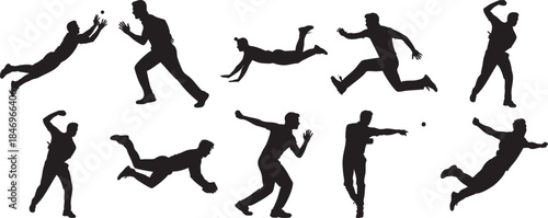 Dynamic Basketball Player Silhouettes in Action Poses