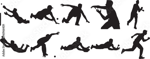 Dynamic silhouettes of children playing on white background