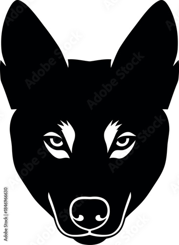 German Shepherd Dog Head Silhouette Vector Isolated on White
