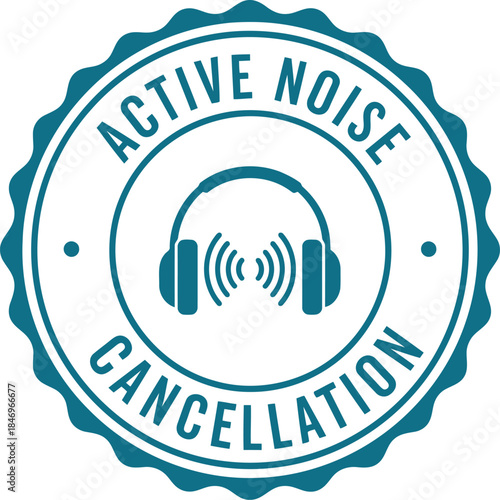 Active Noise Cancellation Badge Icon for Headphones Technology