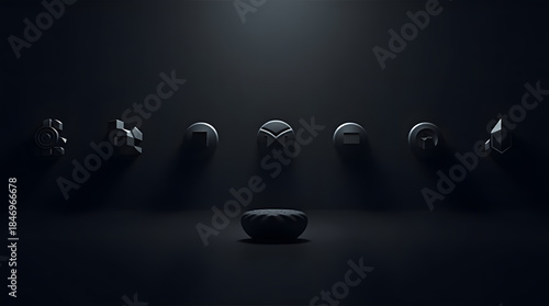 Dark Mode Vector Icon Set Background With Modern Interface Design